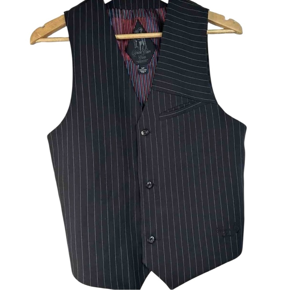 Volcom stone suit vest mens size M Pin Stripe Black White Gray